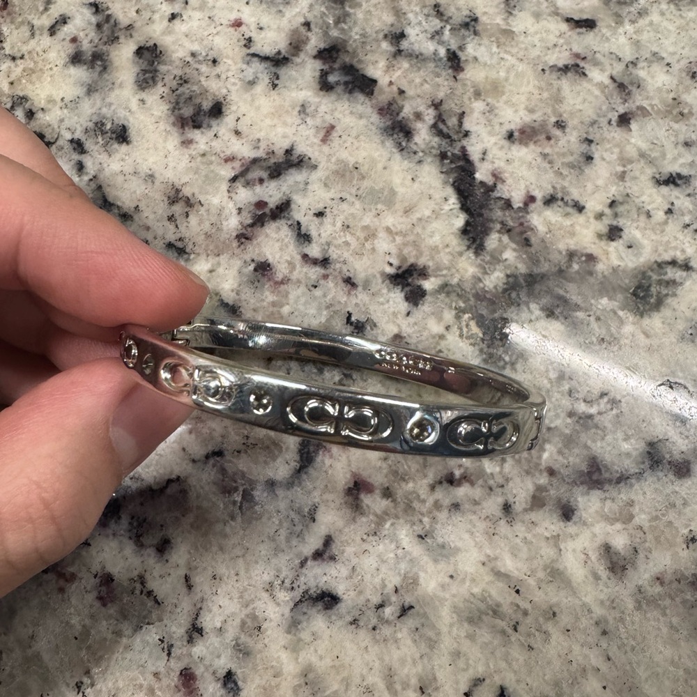 Coach Silver-toned Monogram Bangle with Crystals